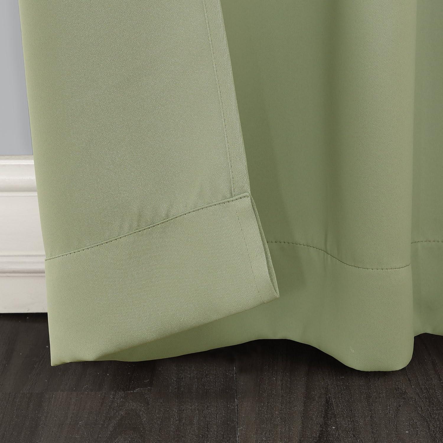 40"x84" Sun Zero Blackout Kenneth Energy Saving Grommet Curtain Panel Green: Modern Noise Reduction Twill