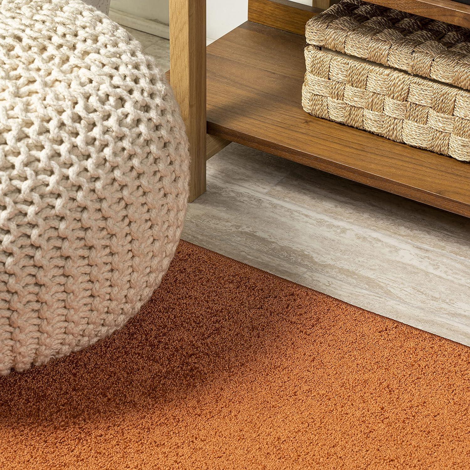 2'x10' Haze Solid Low-Pile Runner Rug, Orange - JONATHAN Y