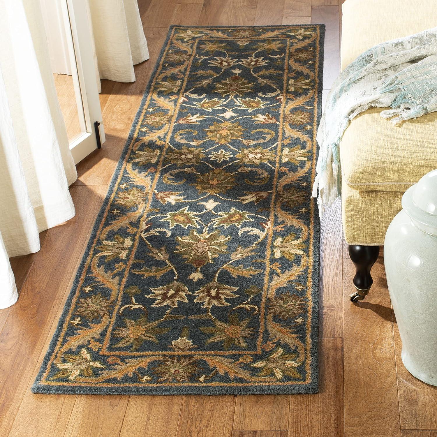 SAFAVIEH Antiquity Carmella Floral Bordered Wool Runner Rug, Olive/Gold, 2'3" x 16'