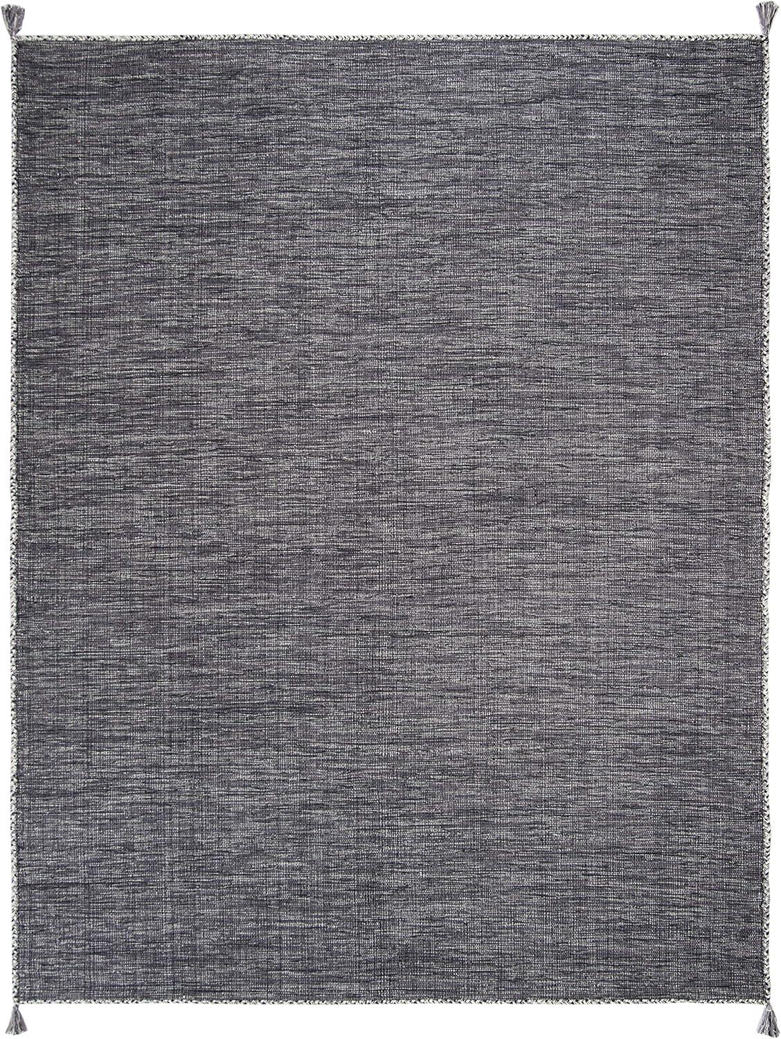 SAFAVIEH Montauk Bijar Solid Cotton Area Rug, Grey/Black, 9' x 12'