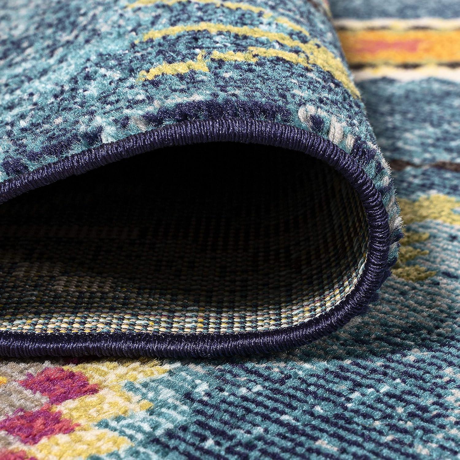 JONATHAN Y Love Geometric Dark Blue/Multi 2 ft. x 8 ft. Runner Rug