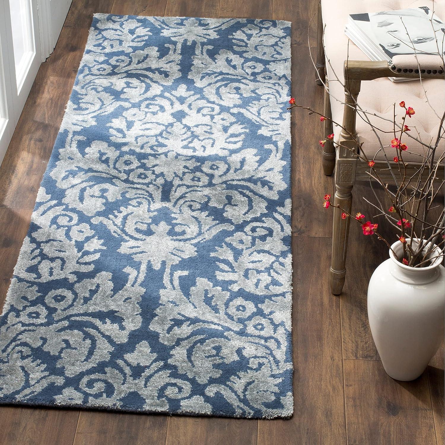 Bella BEL156 Hand Tufted Accent Rug - Navy/Grey - 3'x5' - Safavieh.