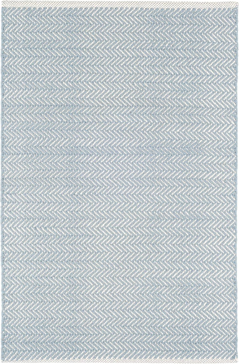 Herringbone Handwoven Cotton Swedish Blue Area Rug