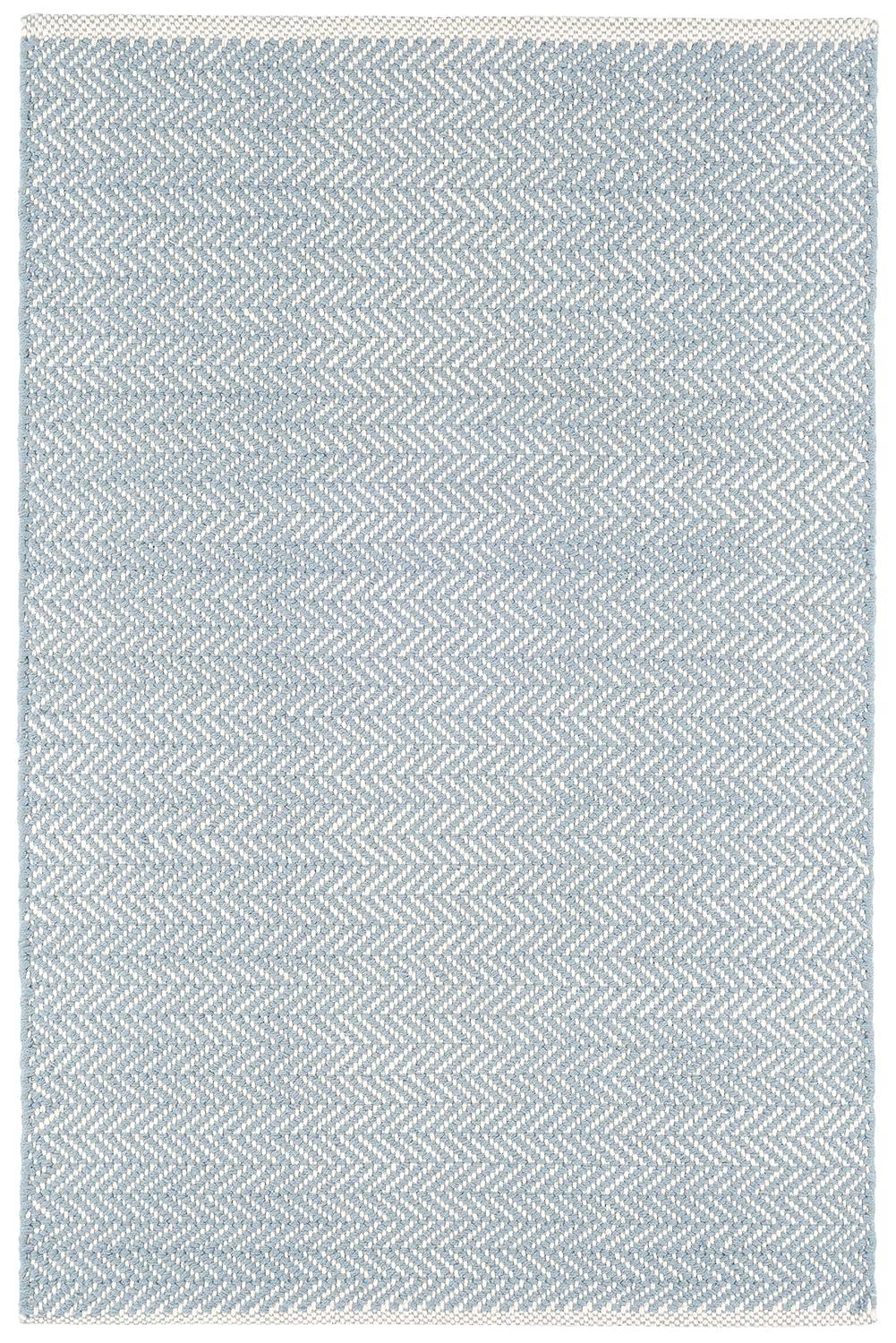 Herringbone Swedish Blue Handwoven Cotton Rug