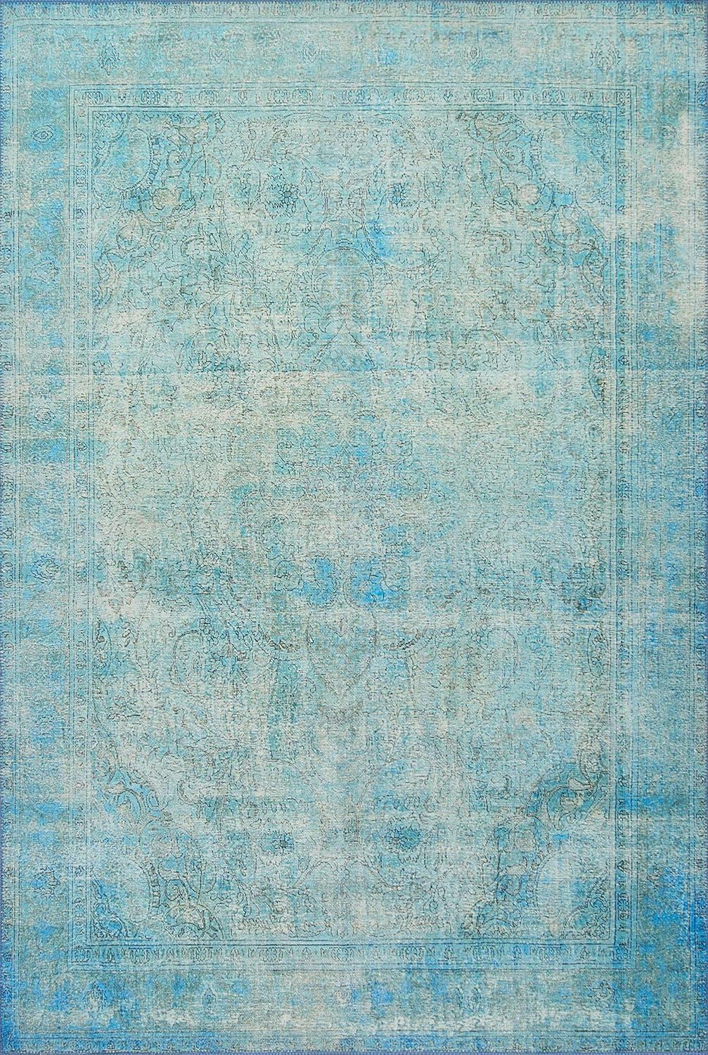 Loloi II Loren Collection LQ-08 Aqua Oriental Area Rug 5'-0" x 7'-6"