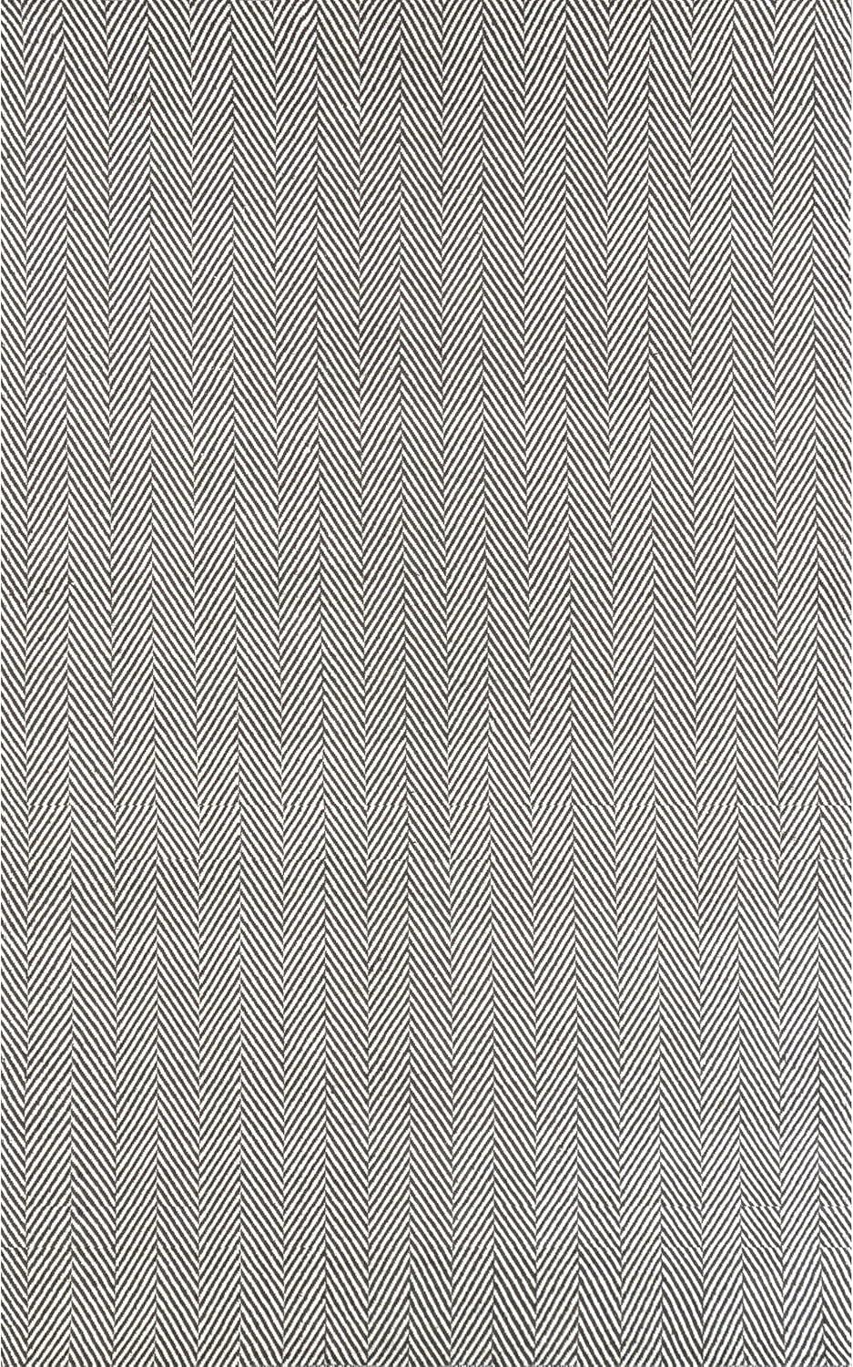 Gray and White Striped Cotton 6' x 9' Handmade Rug