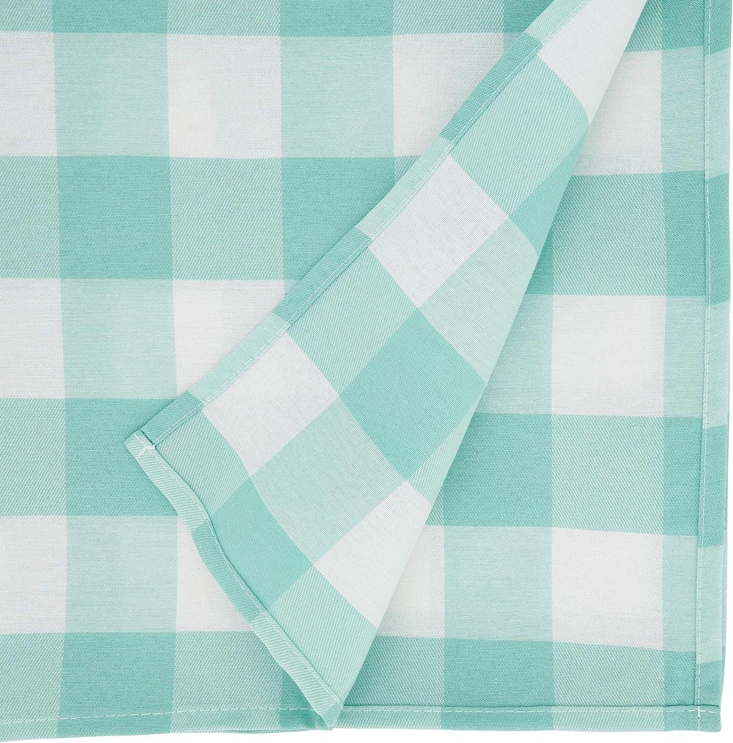 Square Blue Cotton Blend Buffalo Plaid Tablecloth