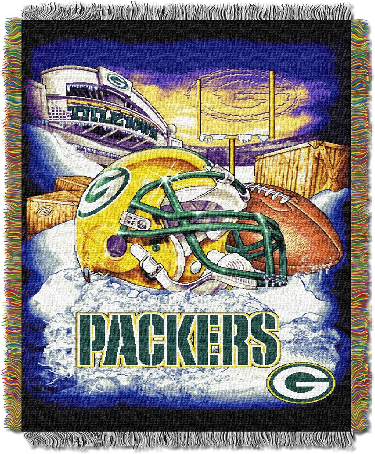 Green Bay Packers Multi-Color Woven Tapestry Throw Blanket, 48" x 60"