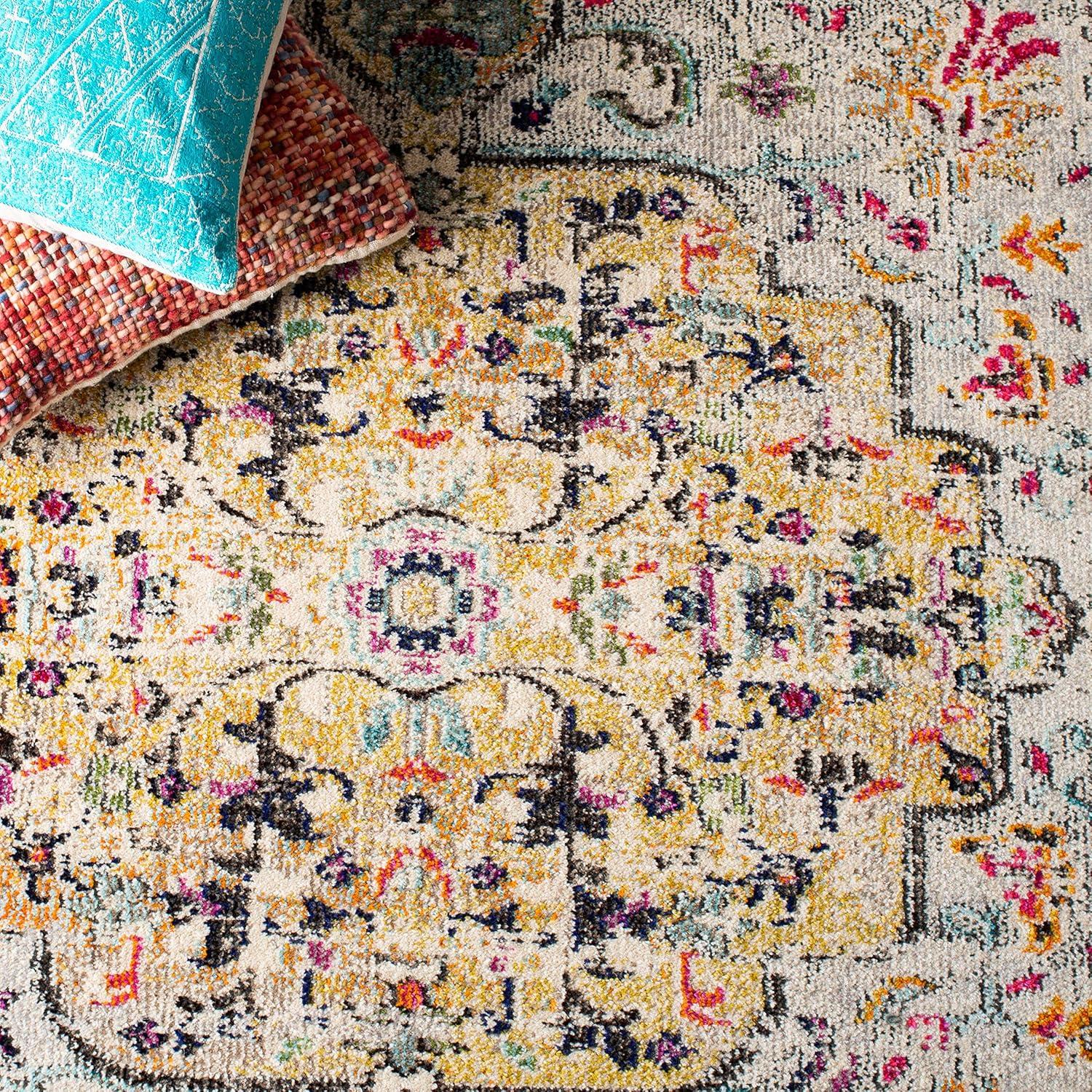 Madison MAD447 Power Loomed Indoor Runner Rug - Grey/Gold - 2'2"x12' - Safavieh