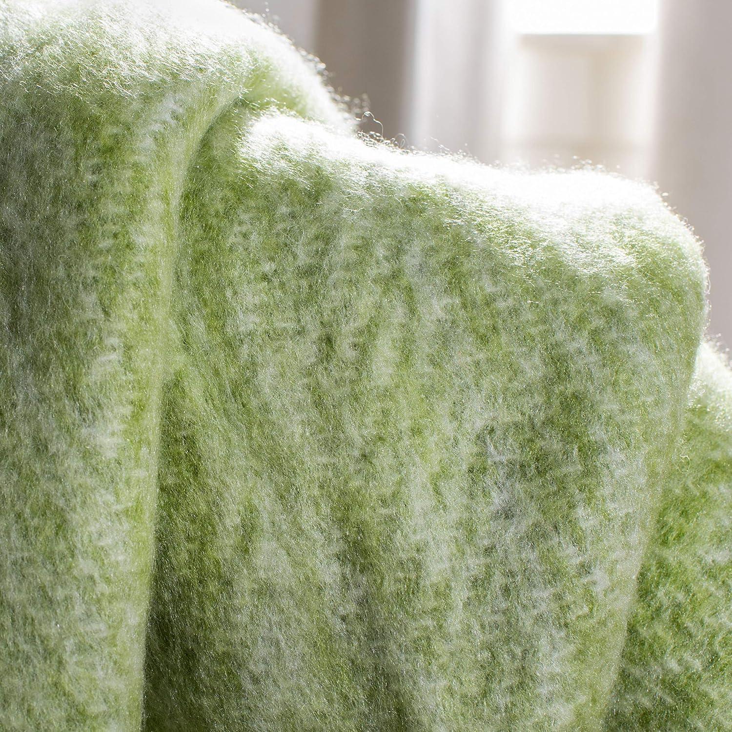 Contemporary Green Wool Throw Blanket 70" x 50"