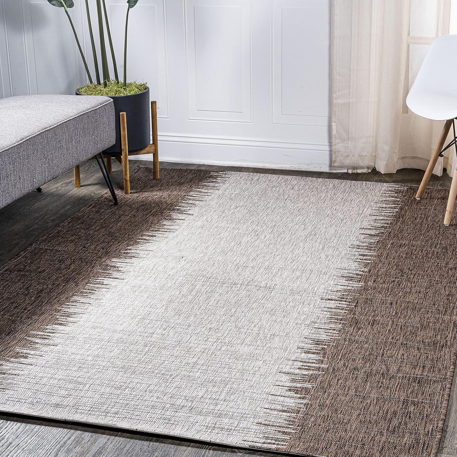 3'x5' Tavira Modern Strie' Indoor/Outdoor Area Rug, Brown/Beige - JONATHAN Y