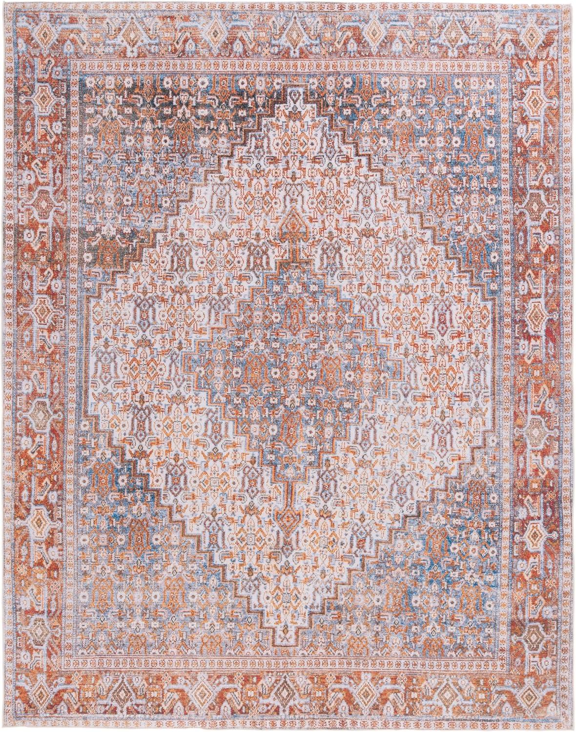 Tucson TSN166 Power Loomed Machine Washable Area Rug - Beige/Rust - 8'x10' - Safavieh.