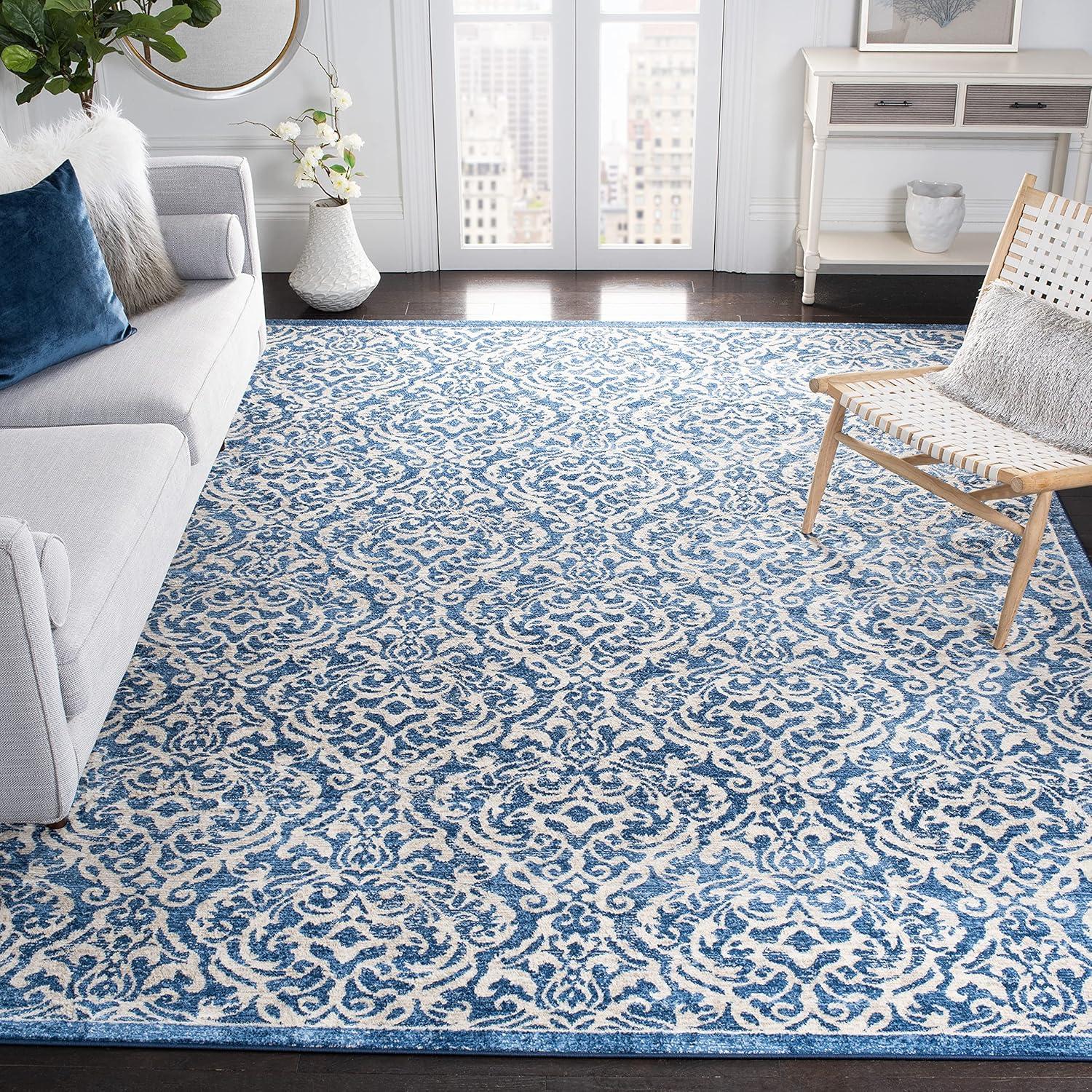 SAFAVIEH Brentwood Dilara Damask Area Rug, 10' x 13', Light Grey/Blue