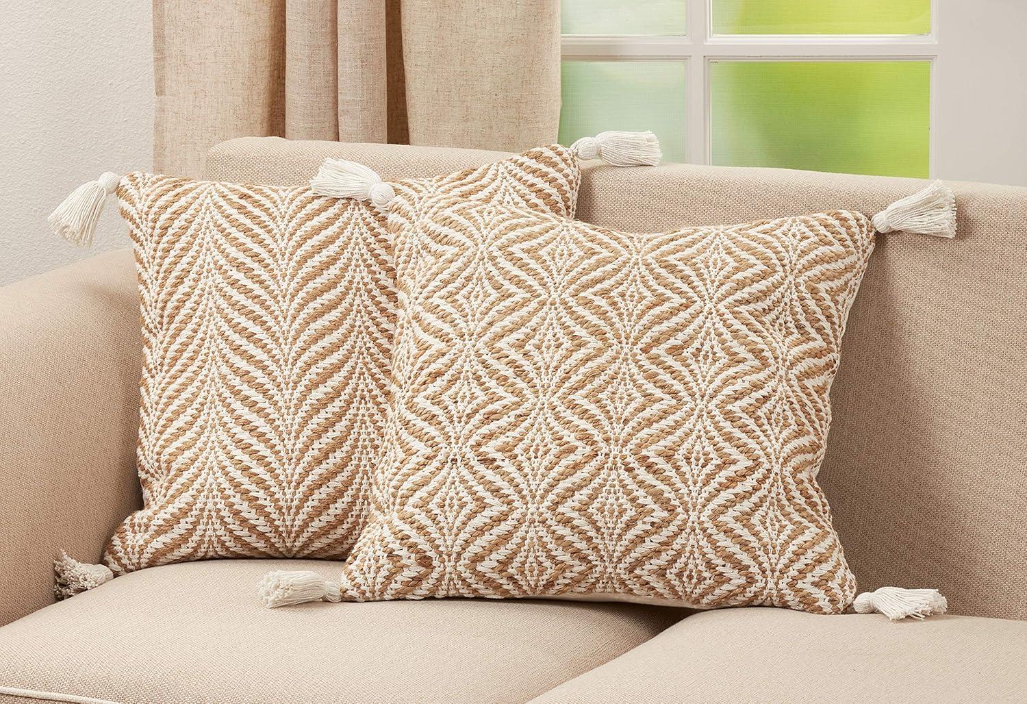Aziza Tassels Cotton Blend Pillow Cover