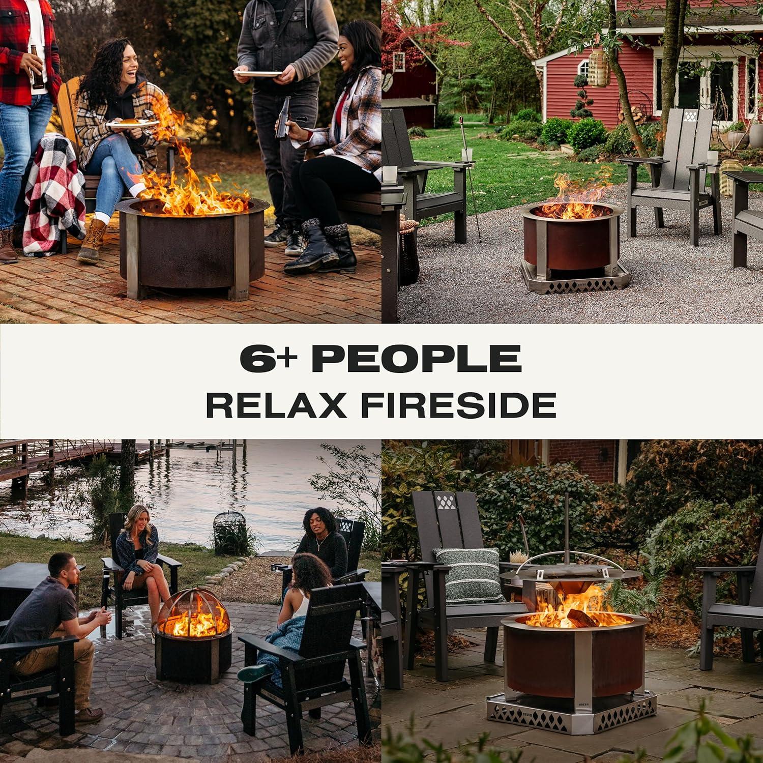 Breeo X Series 24 Corten Smokeless Fire Pit 24 in. W Corten Steel Outdoor Round Wood Fire Pit