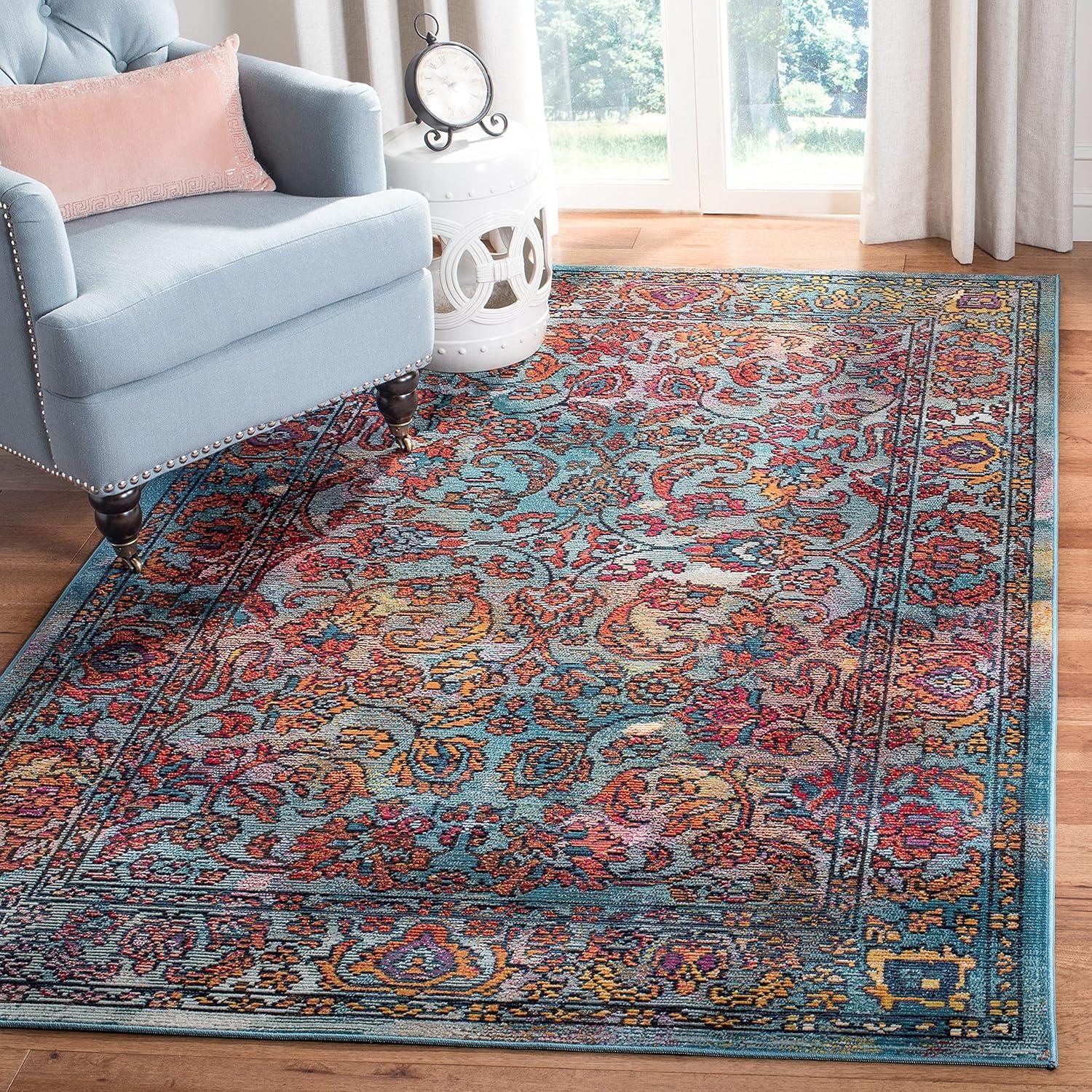 Crystal CRS515 Power Loomed Area Rug - Light Blue/Orange - 5'x8' - Safavieh.