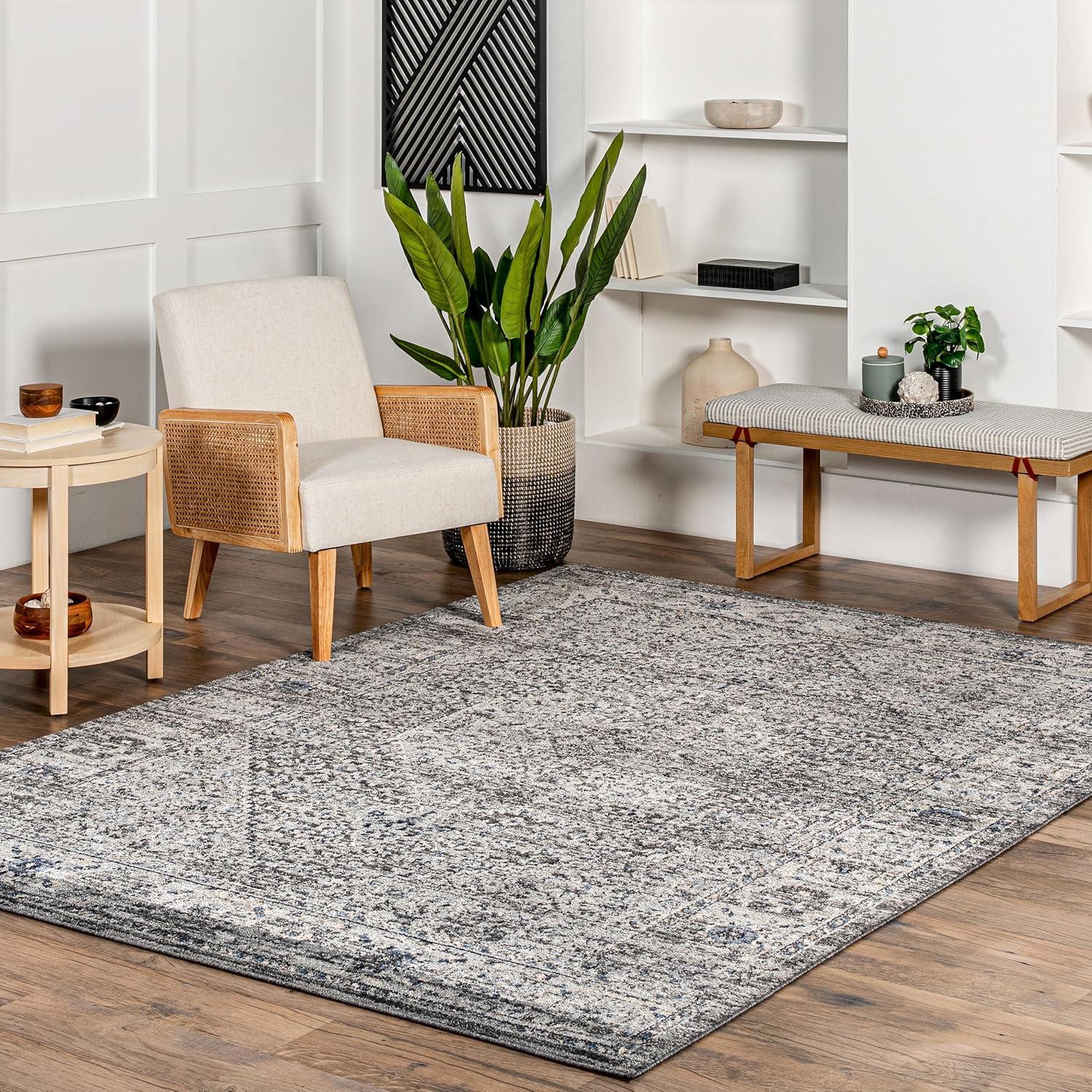 Nuloom Doris Geometric 9x12 Indoor Area Rug for Living Room Bedroom Dining Room Kitchen, Grey/Ivory