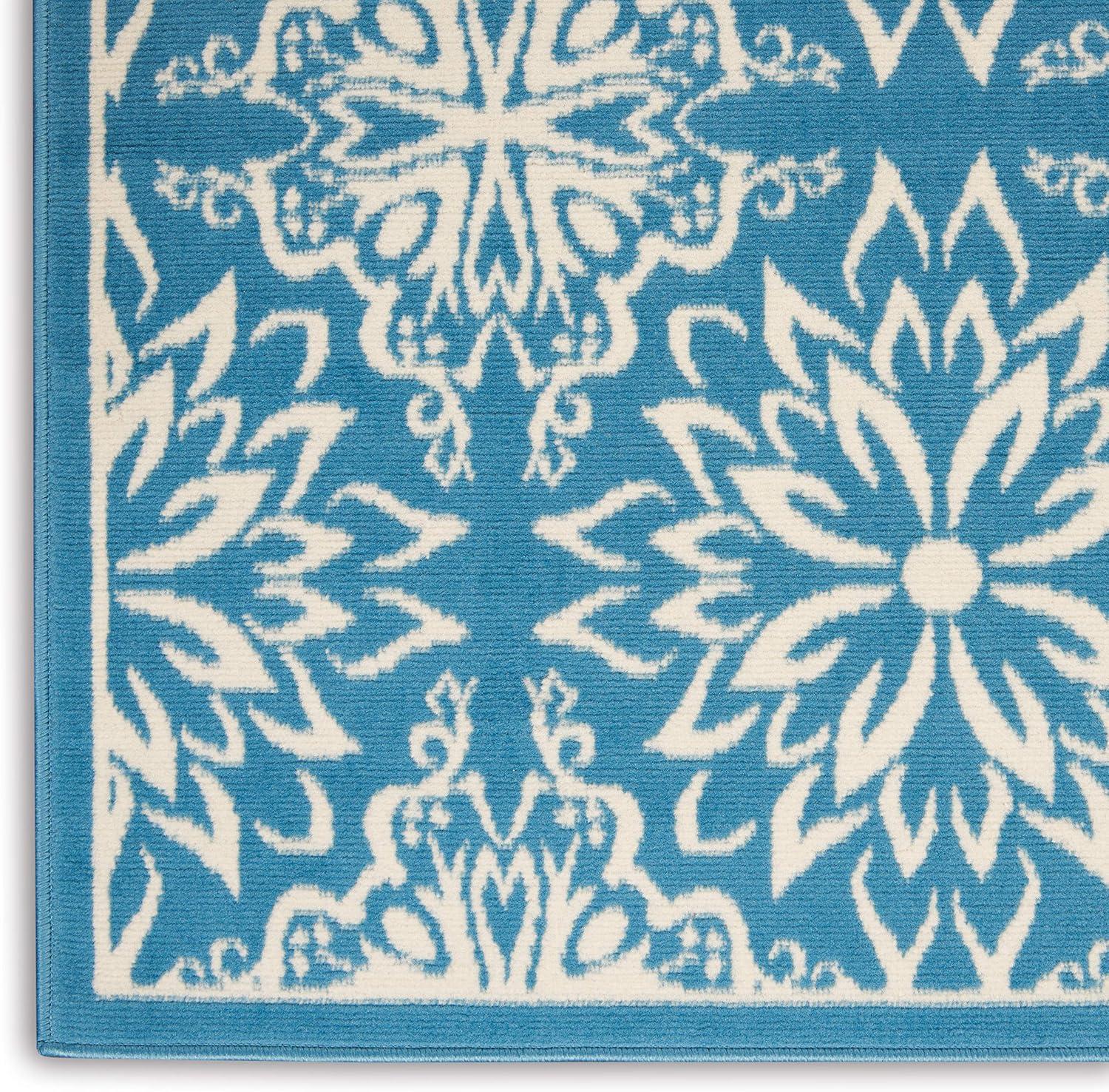 Nourison Jubilant Floral Ivory/Blue 5'3" x 7'3" Area Rug, (5x7)