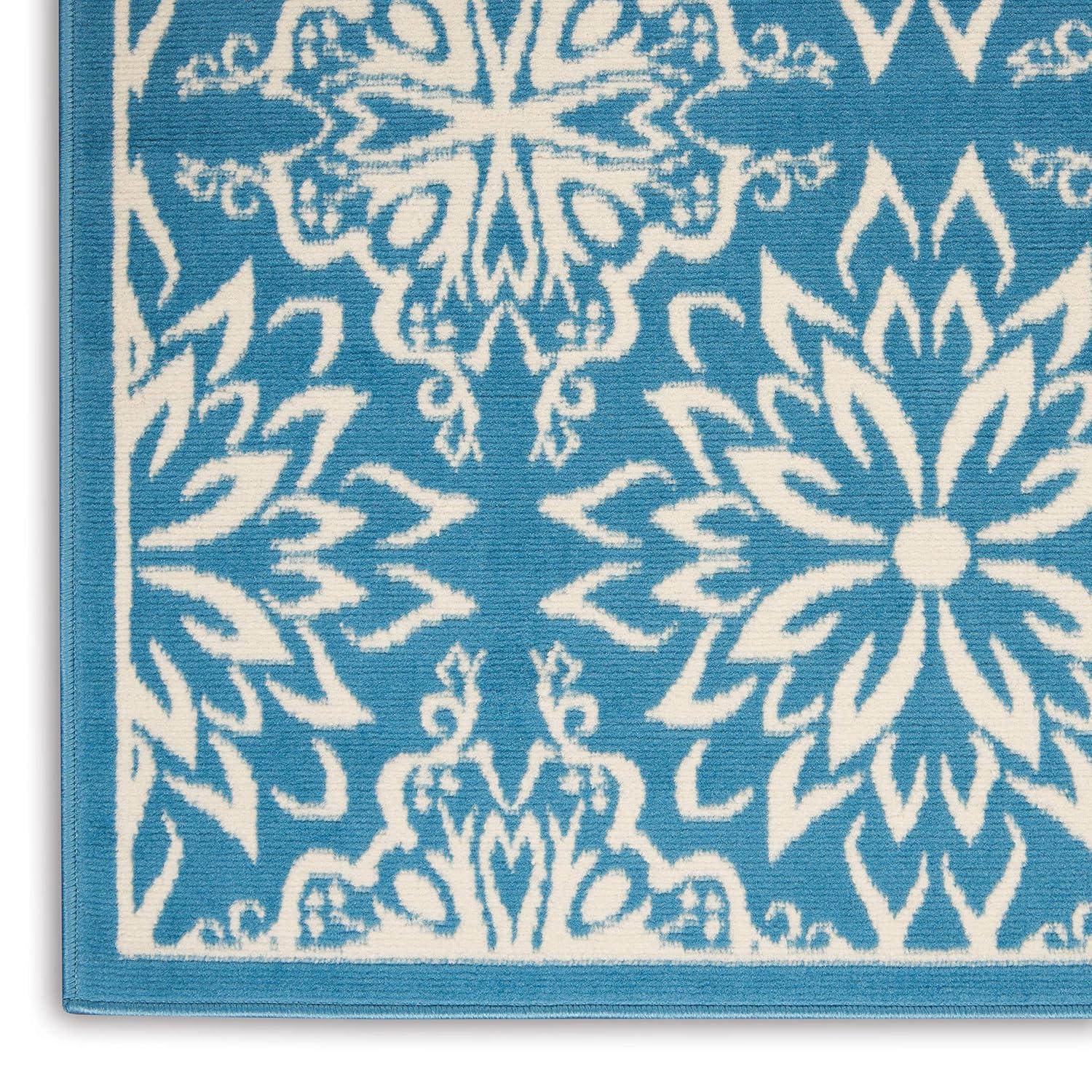 Nourison Jubilant Floral Ivory/Blue 5'3" x 7'3" Area Rug, (5x7)