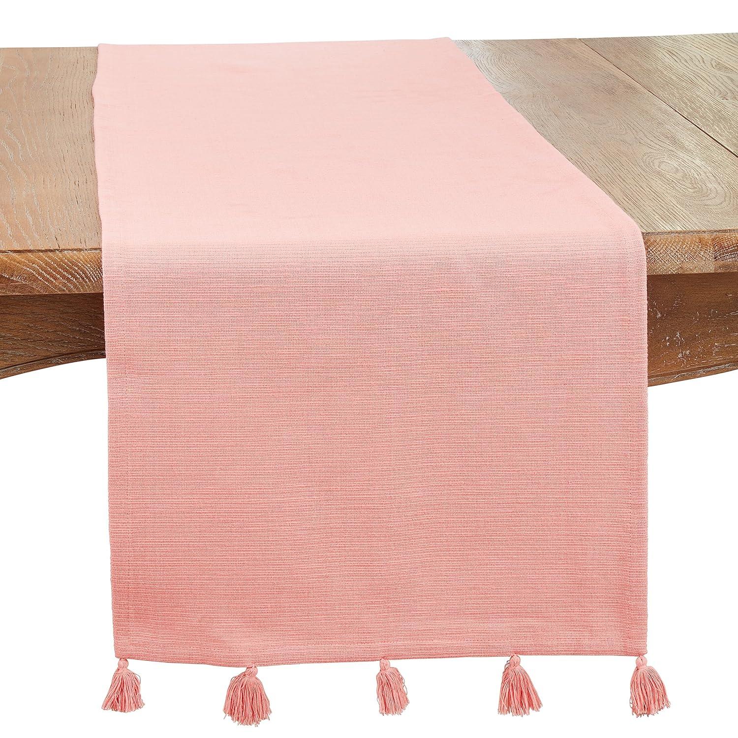 Saro Minimalist Luxe Tassel Table Runner