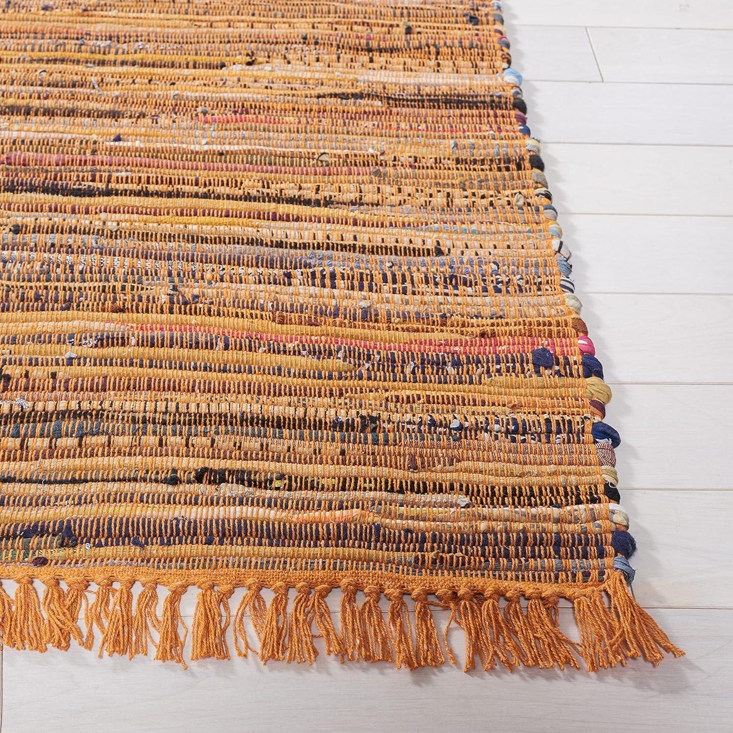 Rag Rug RAR127 Hand Woven Indoor Runner Rug - 2'3"x10' - Gold/Multi - Safavieh