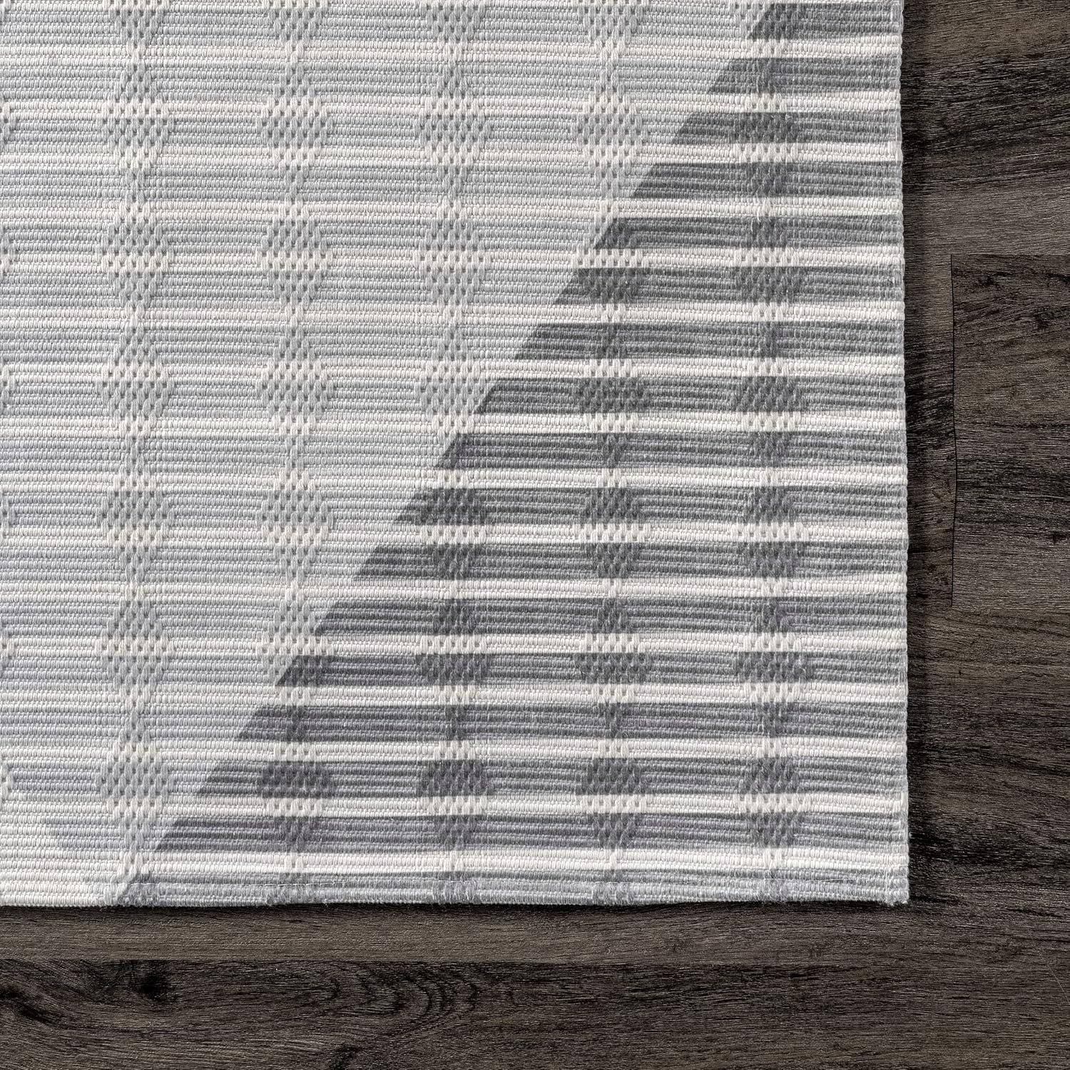 Modern Striped Beige Viscose 2'6" x 8' Washable Runner Rug