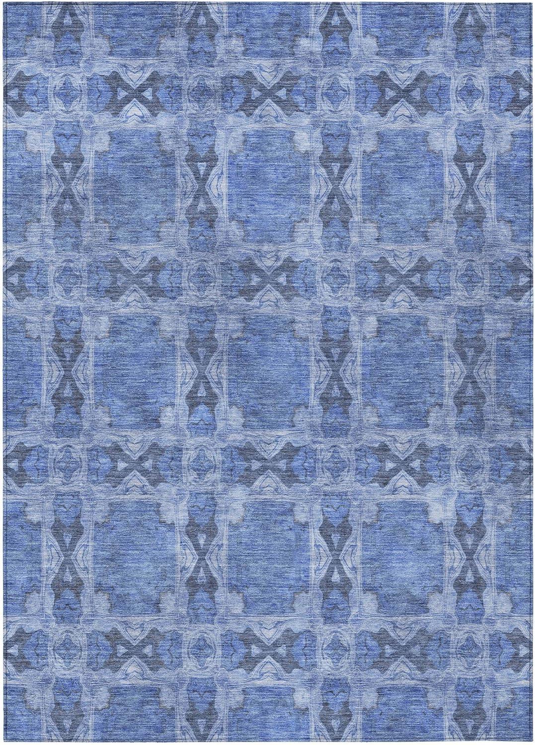 Denim Blue Flat Woven Synthetic 5' x 7'6" Area Rug