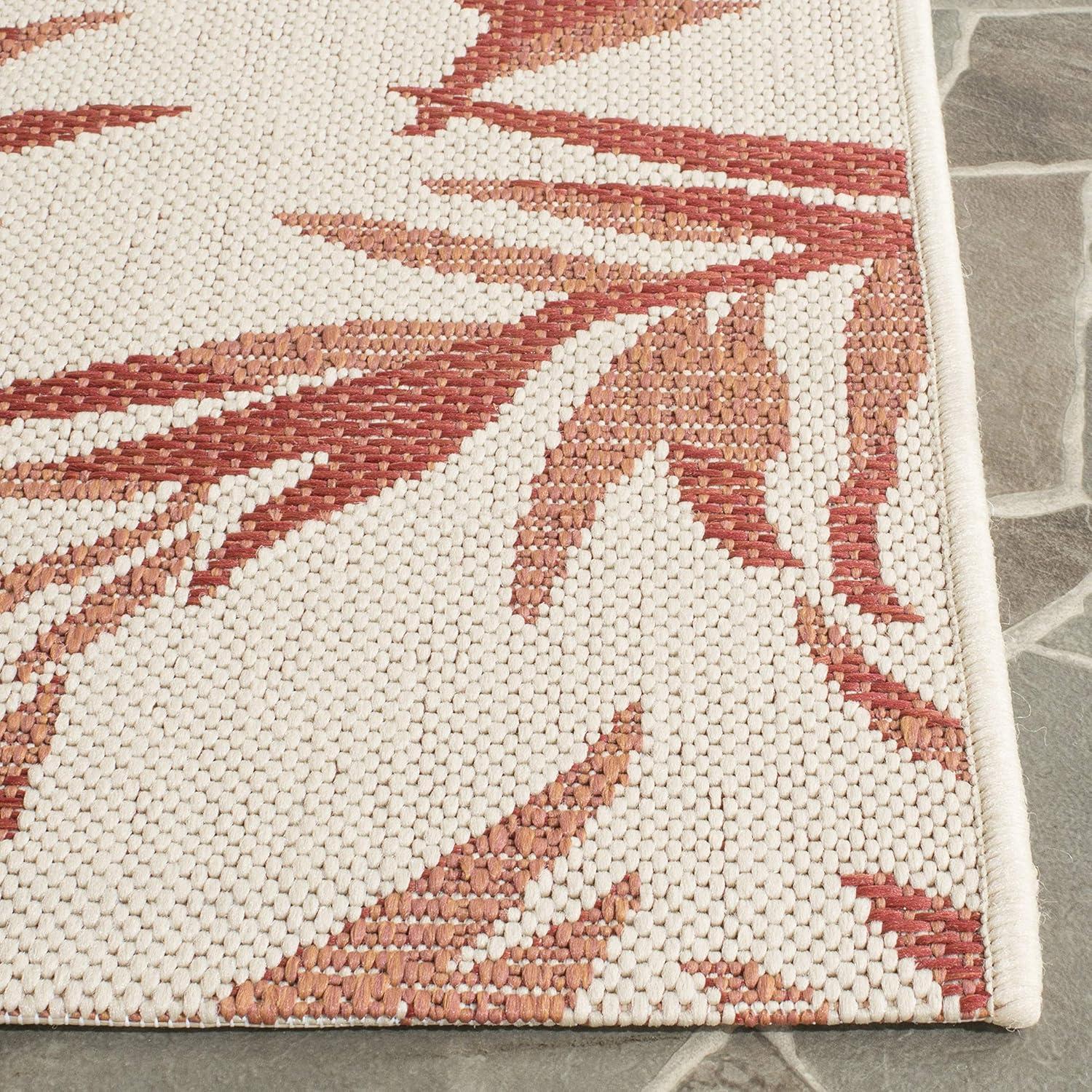 SAFAVIEH Courtyard Alannis Botanical Indoor/Outdoor Area Rug, Beige/Terracotta, 9' x 12'