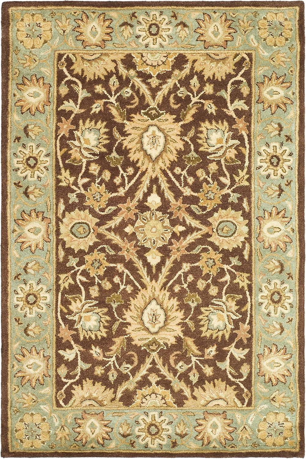 SAFAVIEH Antiquity Beaumont Traditional Wool Area Rug, Chocolate/Blue, 4' x 6'