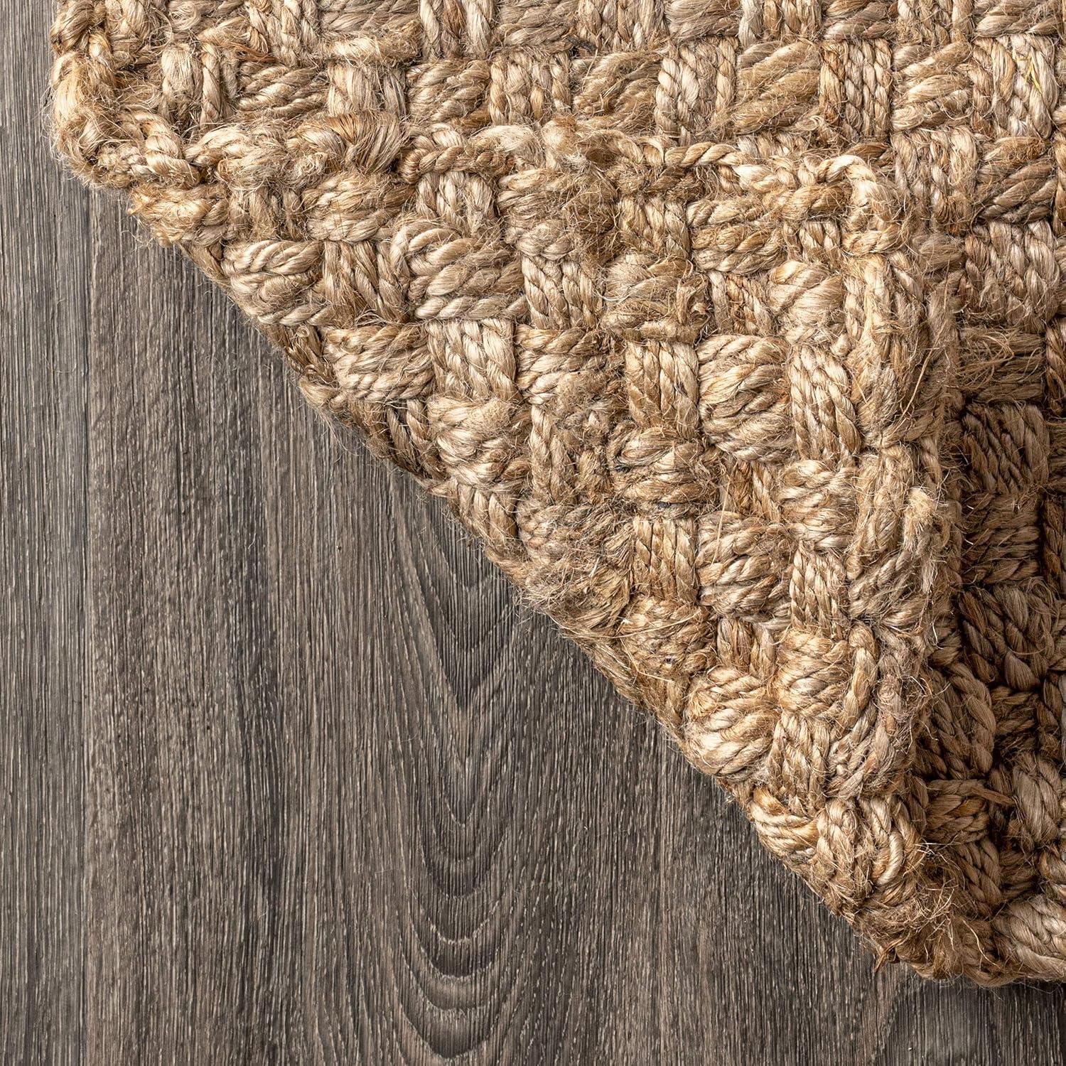 Espina Hand Woven Herringbone Chunky Jute Natural 6' Square Area Rug - JONATHAN Y