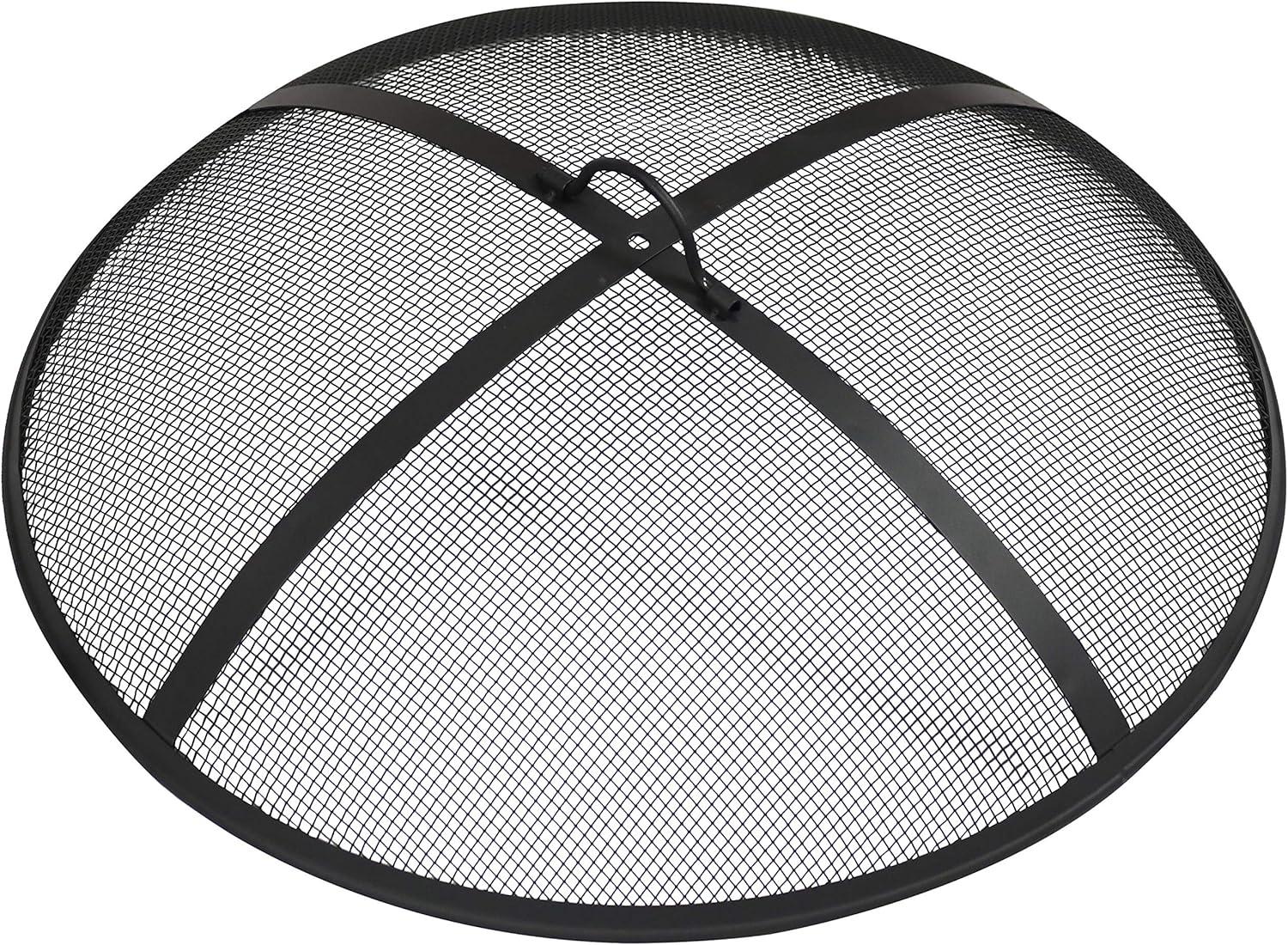 SunnyDaze Decor Heavy-Duty Round Steel Mesh Fire Pit Spark Screen with Handle