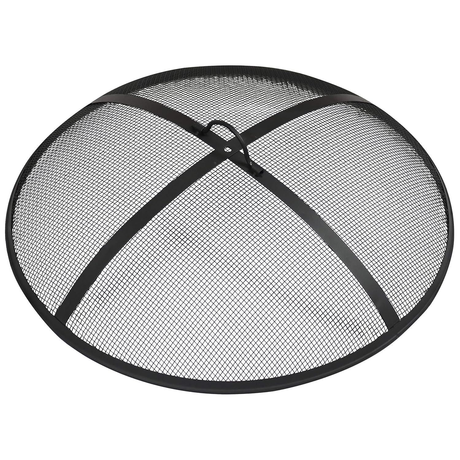 SunnyDaze Decor Heavy-Duty Round Steel Mesh Fire Pit Spark Screen with Handle