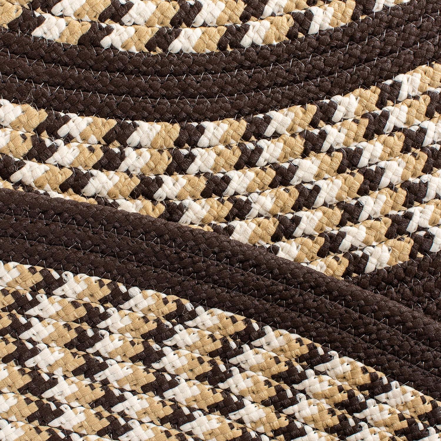 SAFAVIEH Braided Tanisha Bordered Reversible Area Rug, Ivory/Dark Brown, 8' x 10' Oval