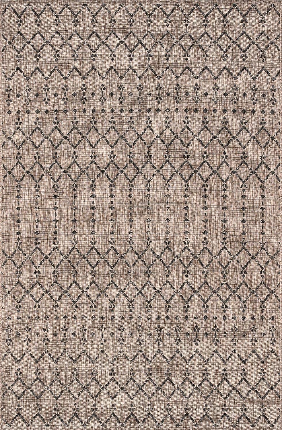 Ourika Moroccan Geometric Textured Weave Indoor/Outdoor Area Rug - JONATHAN Y