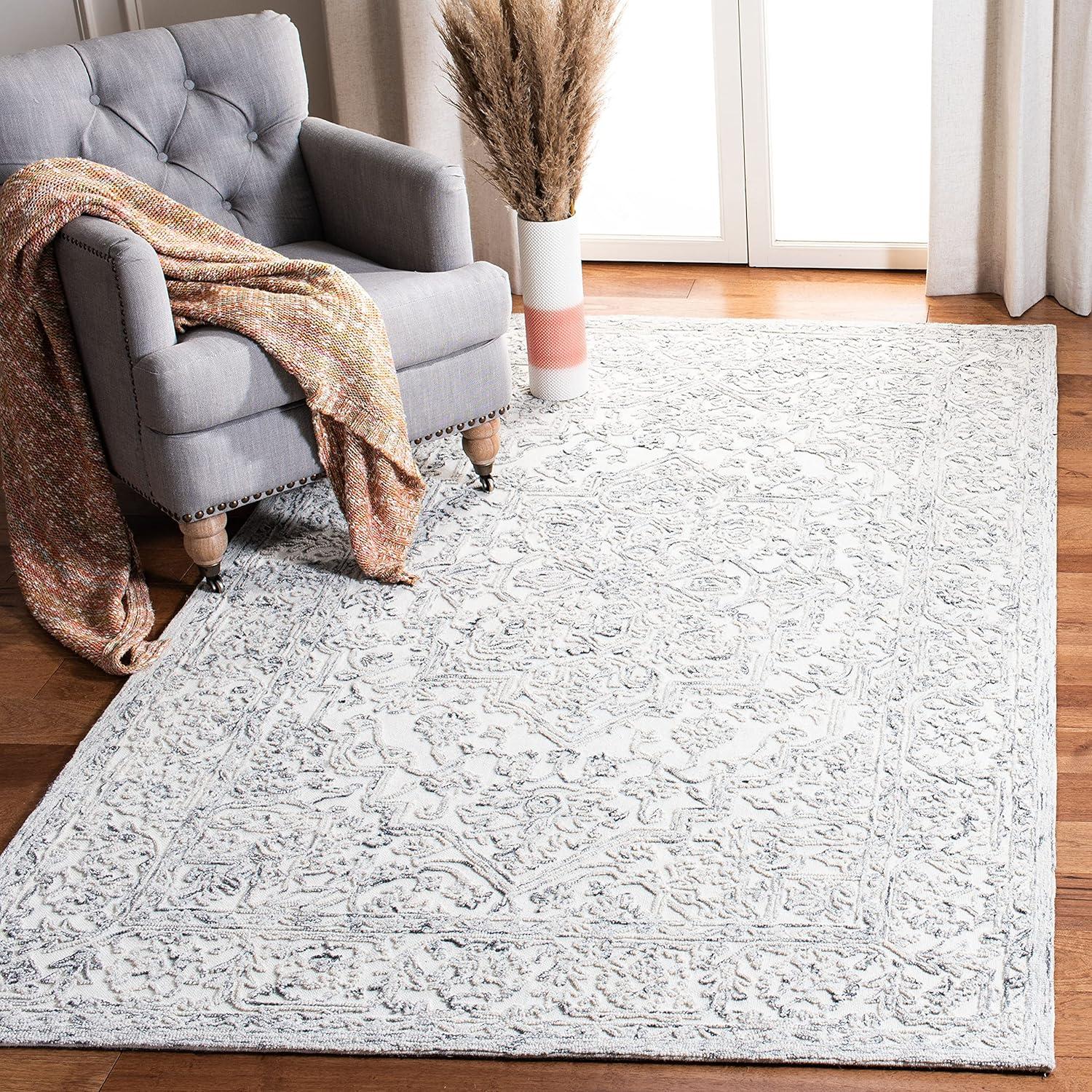 Trace TRC302 Hand Tufted Area Rug - Ivory/Blue - 5'x8' - Safavieh.