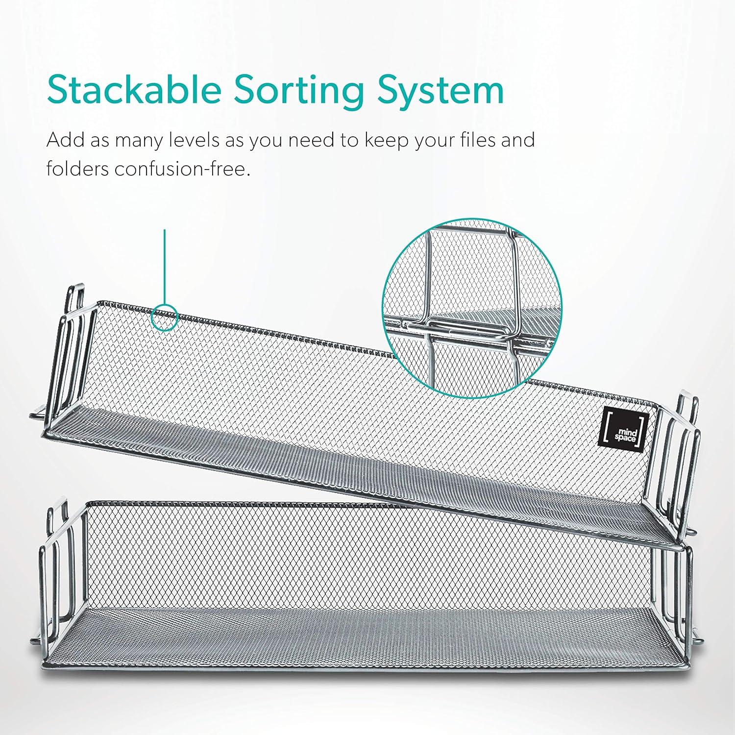 Mindspace Desk Organizers 2 Tier Document Mesh Desk Organizer for Office Supplies and Accessories Silver