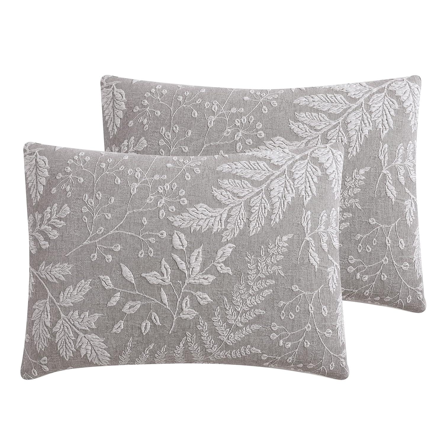 Riverbrook Home 6pc Queen Inverness Comforter Bedding Set Gray: Matelasse Design, Botanical Pattern, Includes Decorative Pillows