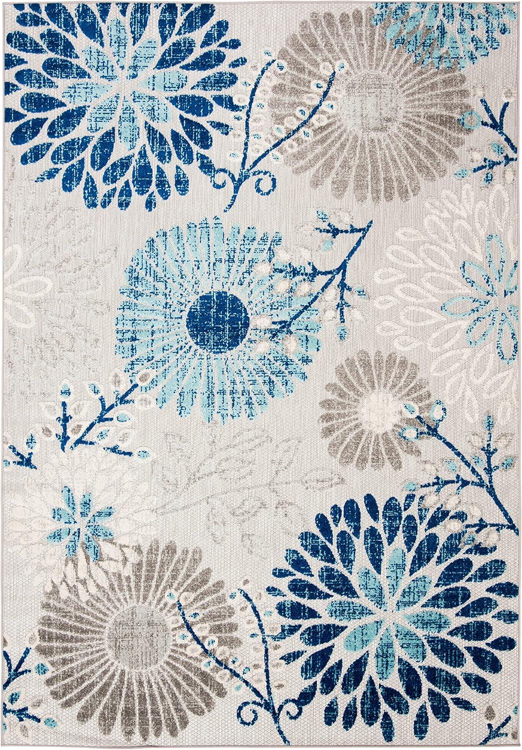 SAFAVIEH Cabana Garnet Floral Indoor/Outdoor Area Rug, Grey/Blue, 10' x 14'