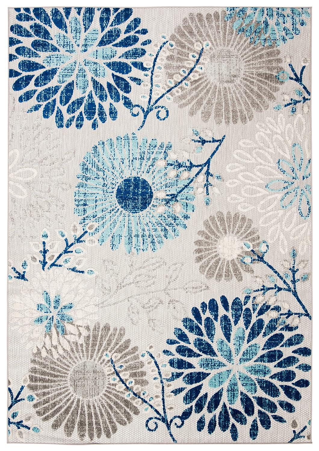 SAFAVIEH Cabana Garnet Floral Indoor/Outdoor Area Rug, Grey/Blue, 10' x 14'