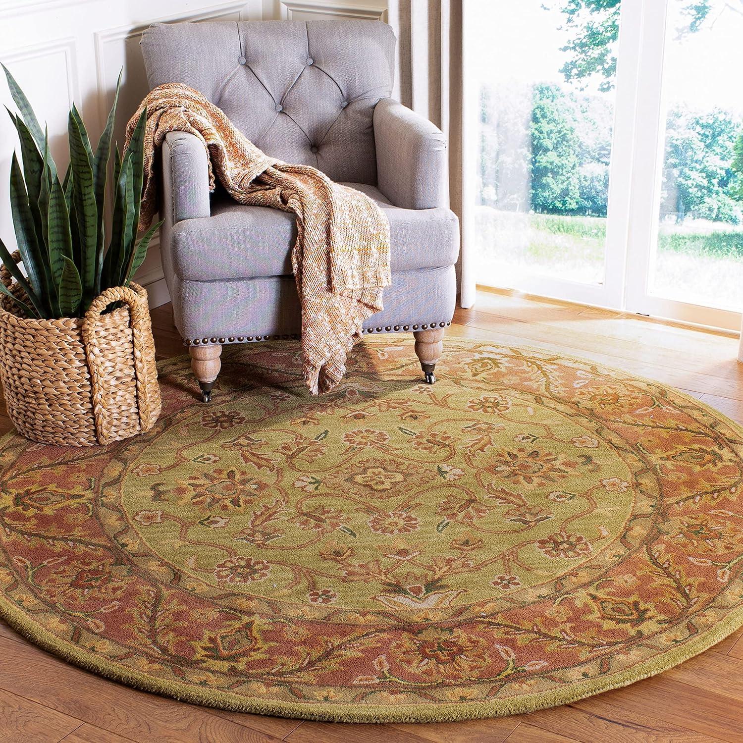 Golden Jaipur Green and Rust Wool Handmade Area Rug