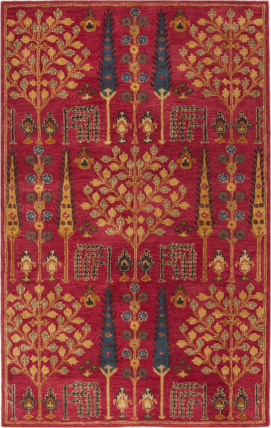 SAFAVIEH Heritage Kynaston Floral Wool Area Rug, Red/Multi, 9' x 12'