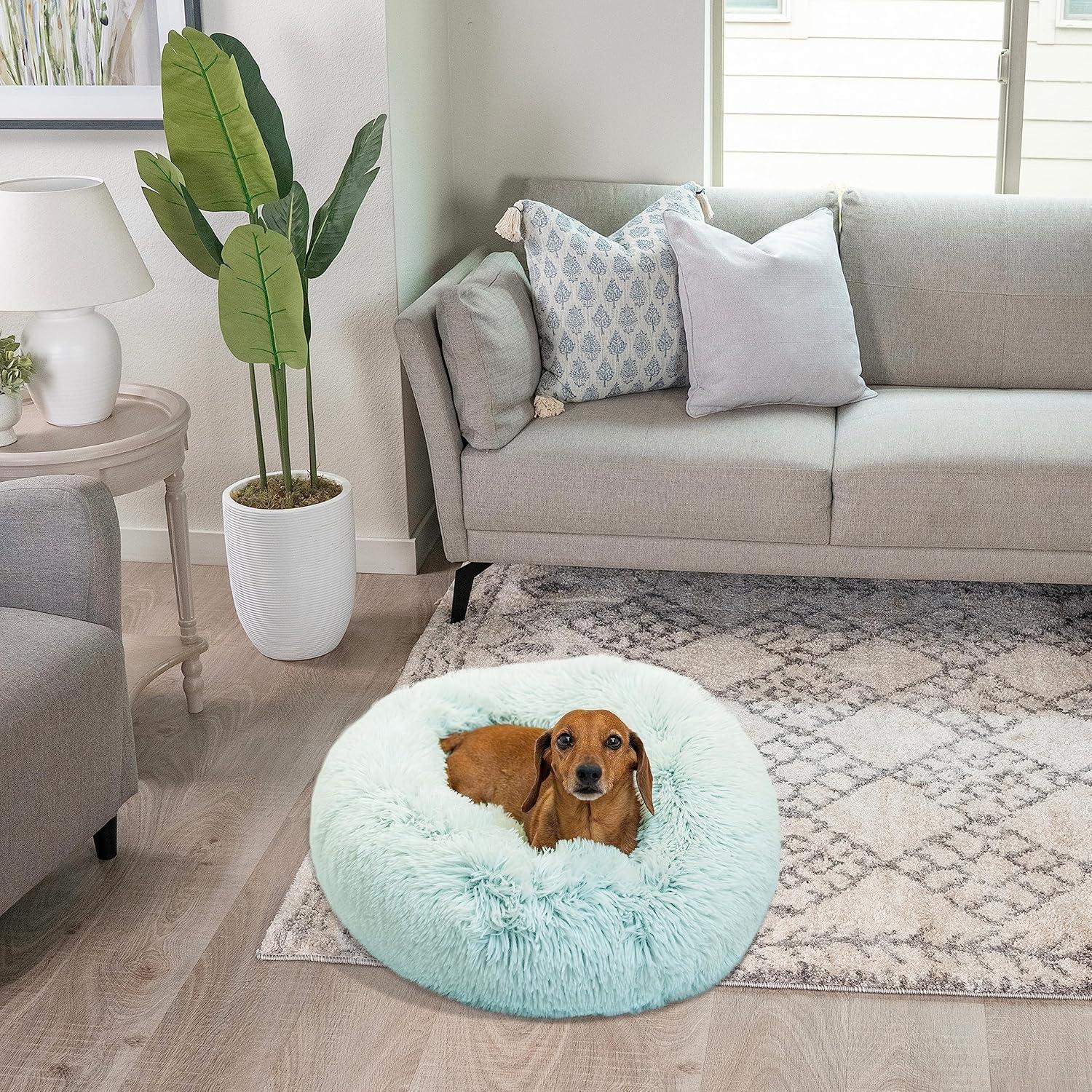 Baby Blue Small Vegan Nylon Donut Dog Bed