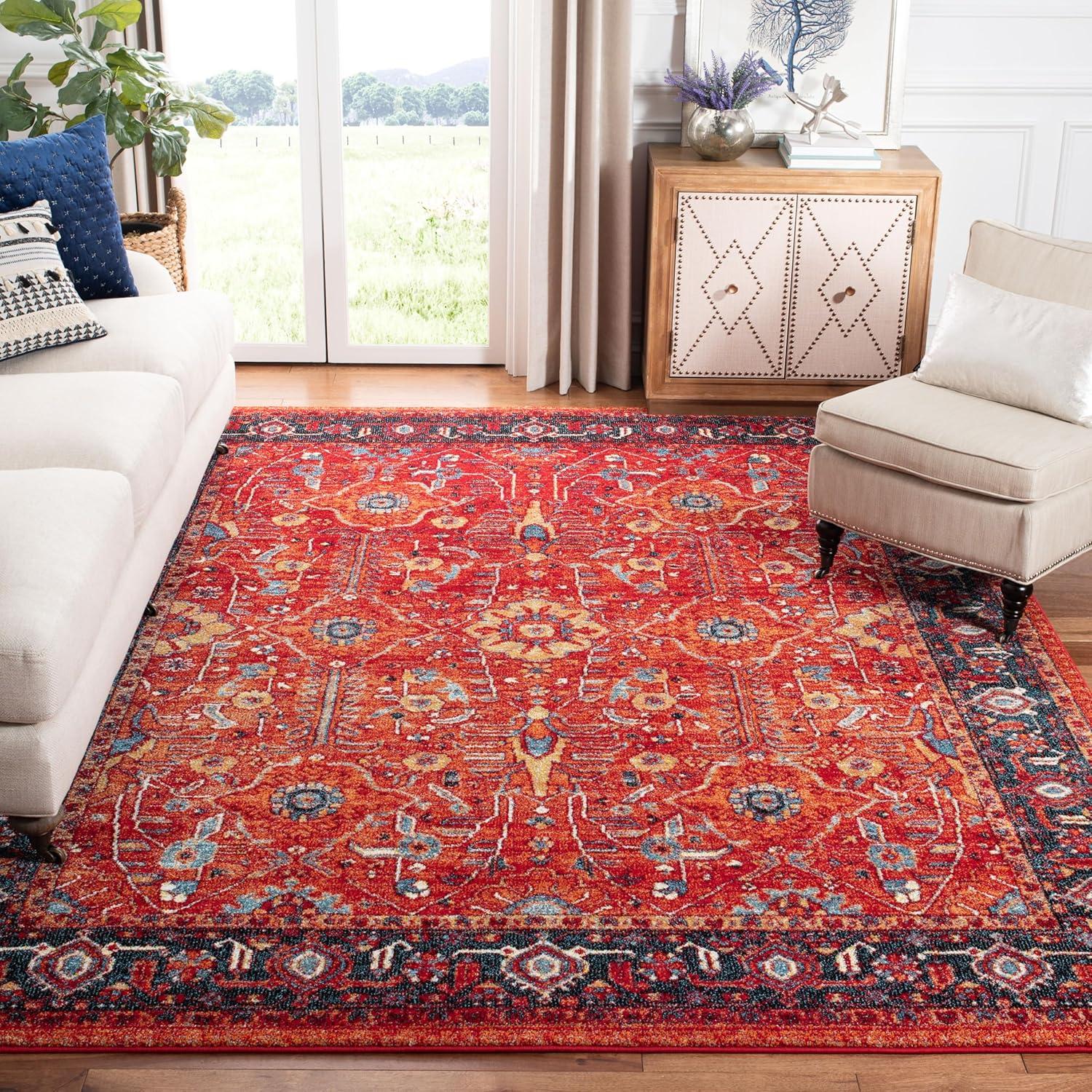 Vintage Hamadan VTH220 Power Loomed Indoor Area Rug - Orange/Navy - 8'x10' - Safavieh