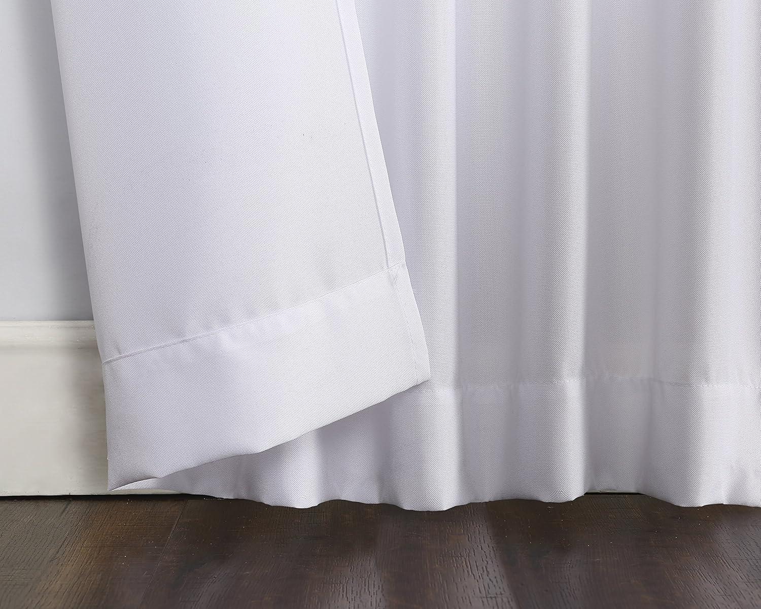 40"x84" No. 918 Light Filtering Semi-Sheer Joshua Heathered Texture Tab Top Curtain Panel White: Transitional Style, Machine Washable
