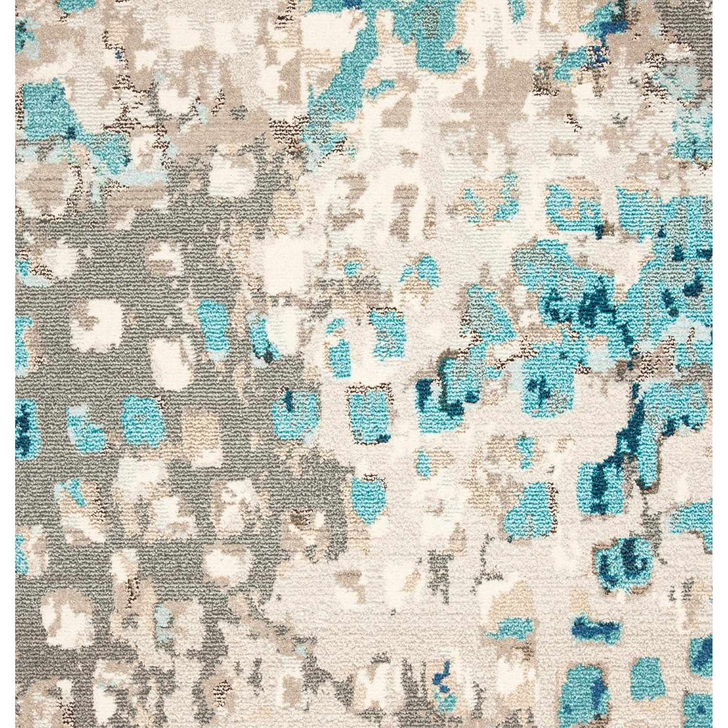 Madison MAD425 Power Loomed Indoor Area Rug - Grey/Blue - 5' Round - Safavieh