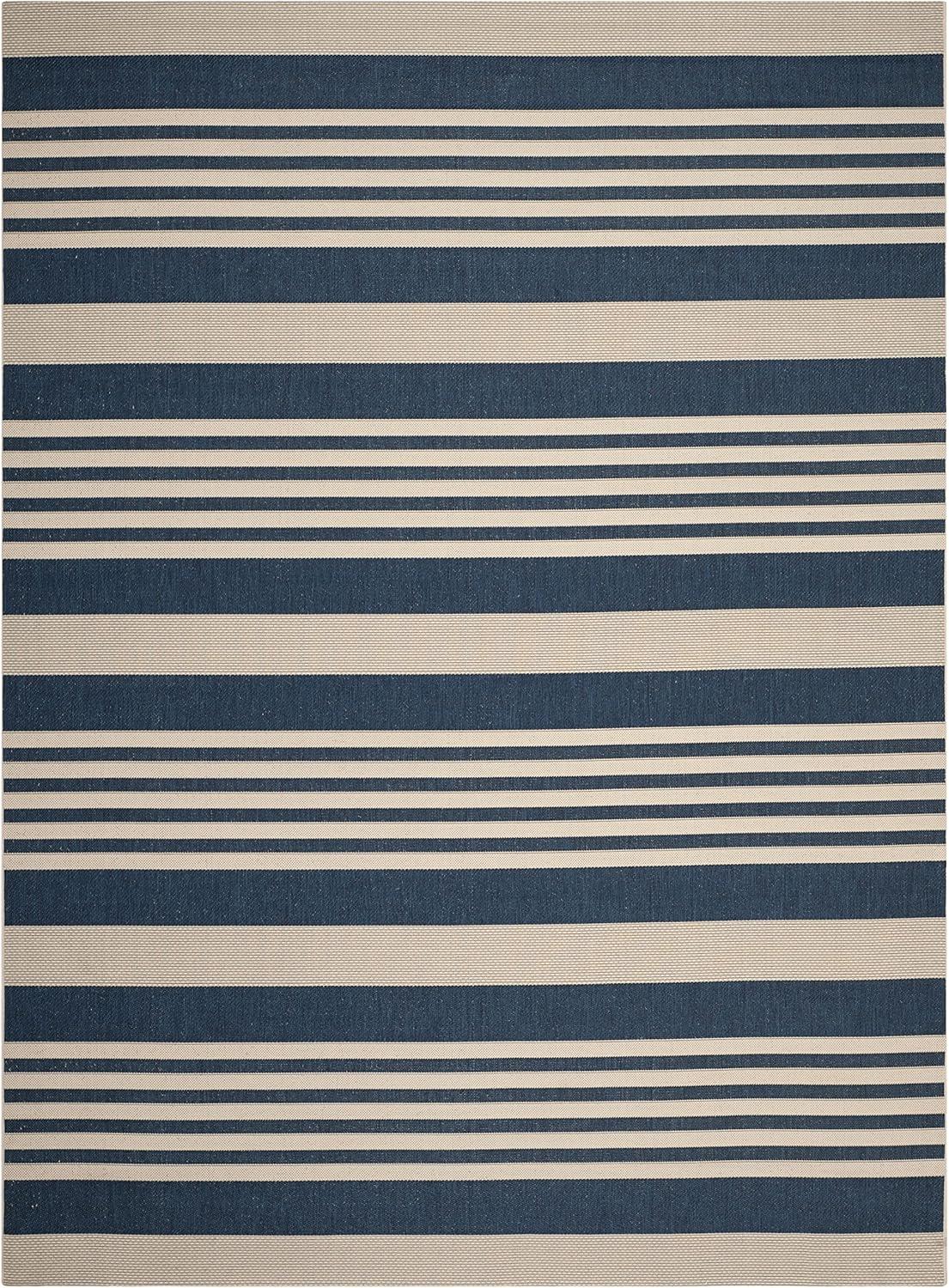 Courtyard CY6062 Power Loomed Indoor/Outdoor Area Rug - Navy/Beige - 6'7"x9'6" - Safavieh.