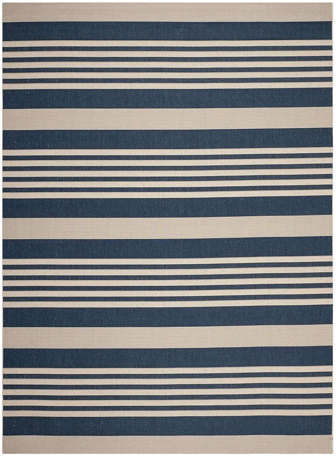 Courtyard CY6062 Power Loomed Indoor/Outdoor Area Rug - Navy/Beige - 6'7"x9'6" - Safavieh.