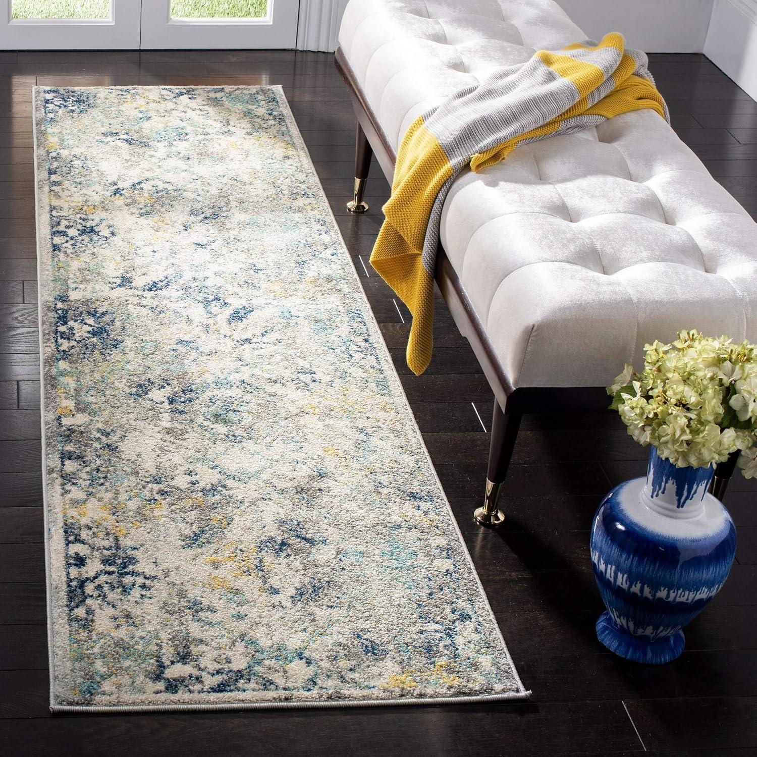 Reversible Metro-Mod Blue Synthetic 4' x 6' Area Rug