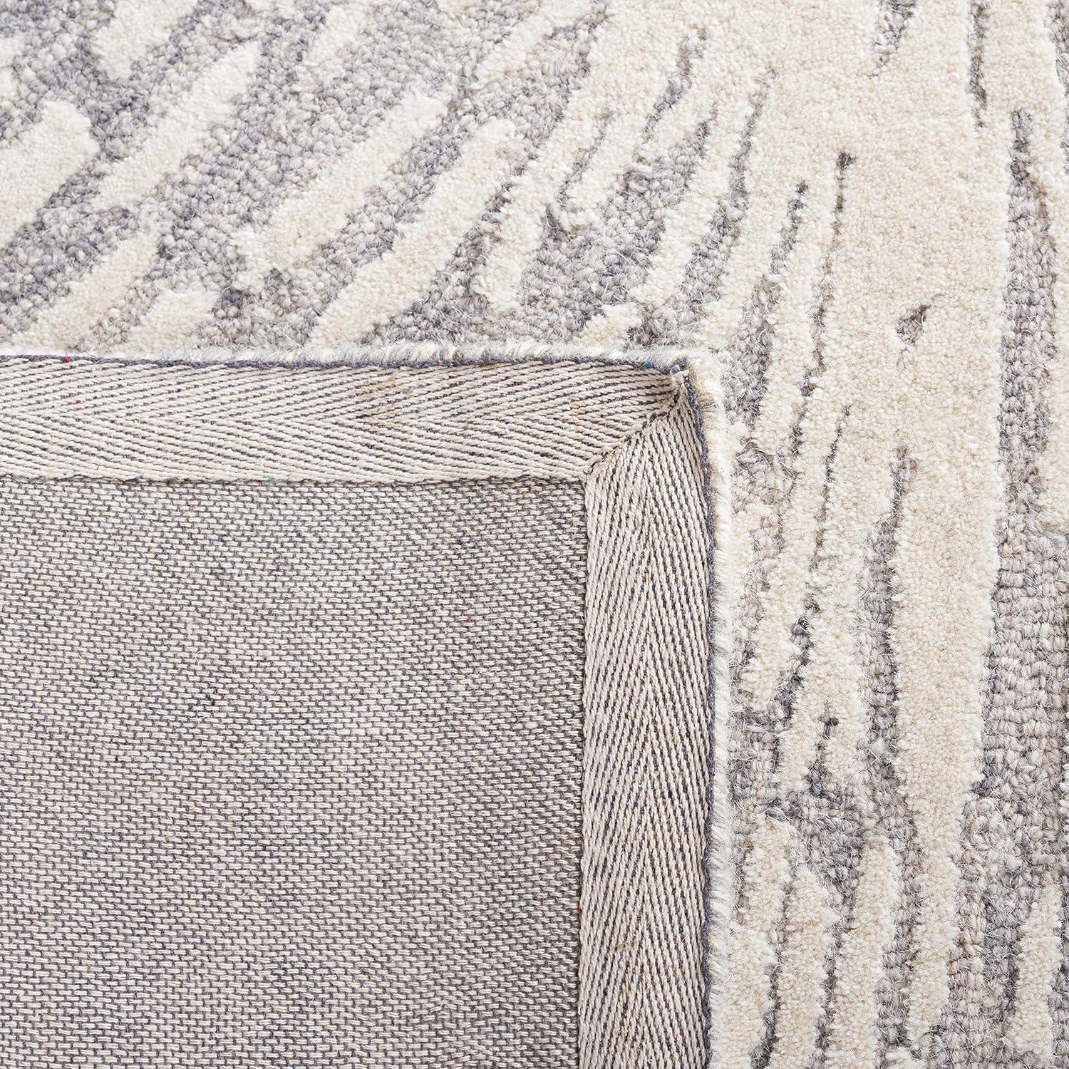 Gray and Ivory Hand-Tufted Wool Square Area Rug