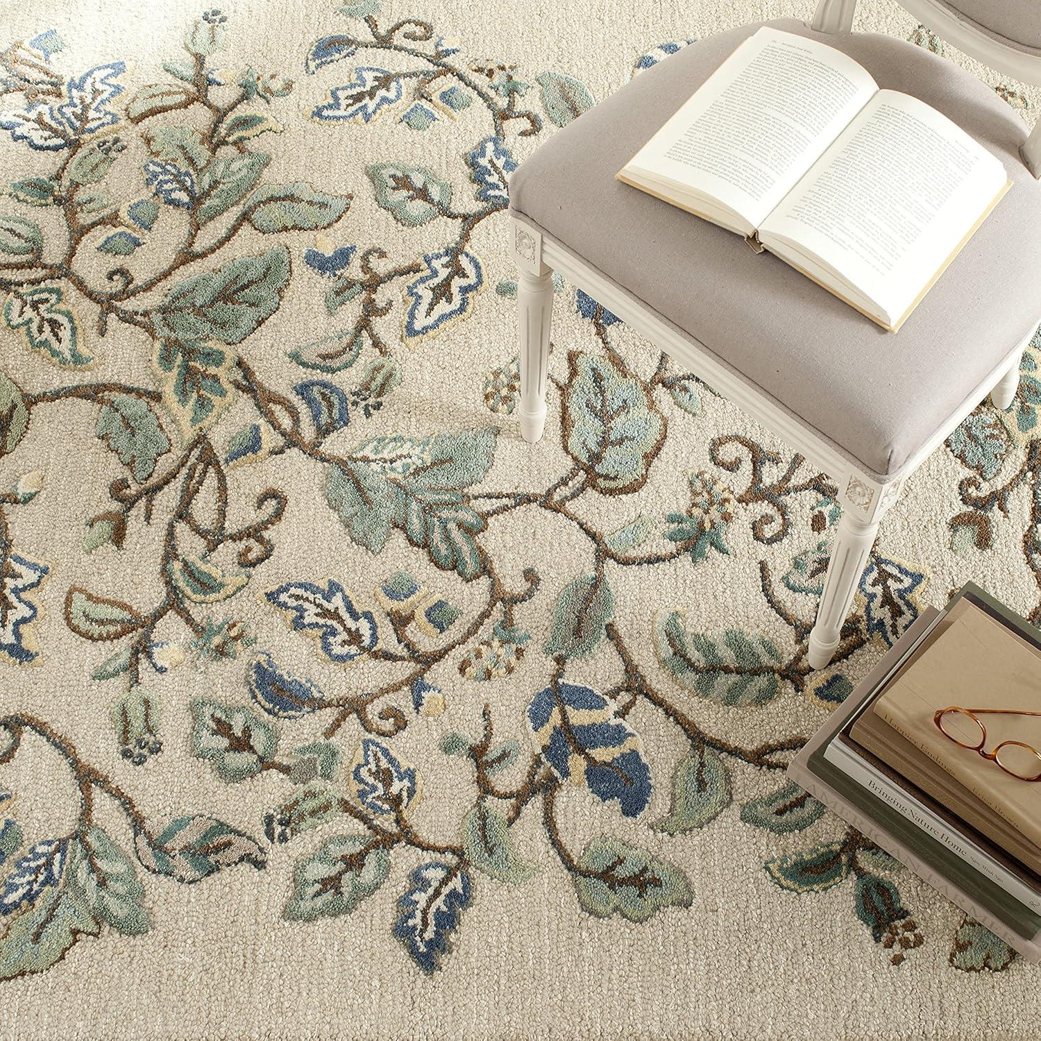 SAFAVIEH Martha Stewart Autumn Woods Floral Area Rug, Grey Squirrel, 5' x 8'